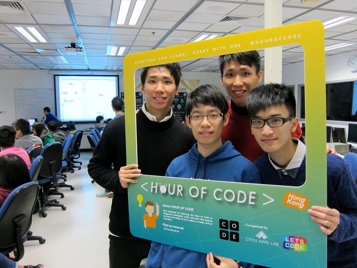 Students participating in Hour of Code workshop in January 2015