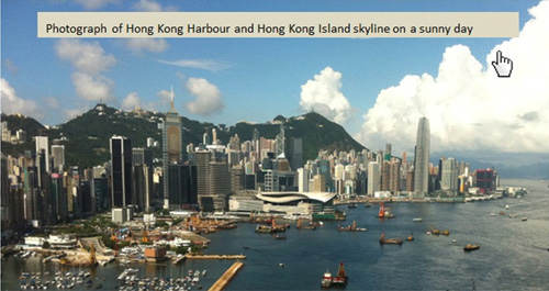 A picture of Hong Kong Harbour with a text alternative.