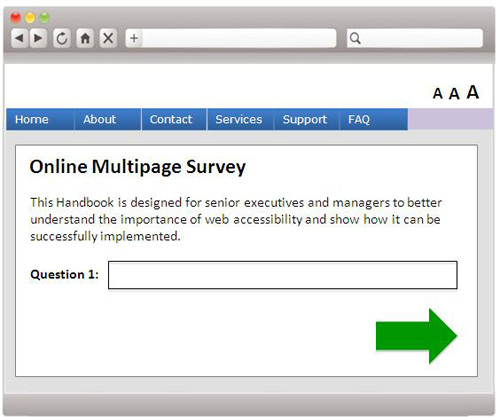 A web form sample with an arrow pointing to the right.