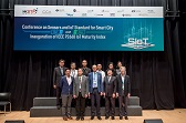 The Assistant Government Chief Information Officer (Industry Development) (Acting), Mr Rex Tong (front row, first right), in group photo with Assistant Director (3), Electrical and Mechanical Services Department, Mr Richard Chan (front row, second right); Head of Electronics & Information & Communications Technology Cluster, Smart City Platform, Hong Kong Science and Technology Parks Corporation, Ir Peter Yeung (front row, center); Associate Professor, Department of Electronic Engineering, City University of Hong Kong, Dr KF Tsang (front row, second left); President, Smart City Consortium, Mr Gary Yeung (front row, first left); Senior Manager (Electronics Cluster), Hong Kong Science and Technology Parks Corporation, Dr Carmen Fung (back row, second right); and other guests in the “Conference on Sensors and IoT Standard for Smart City” today (August 26).