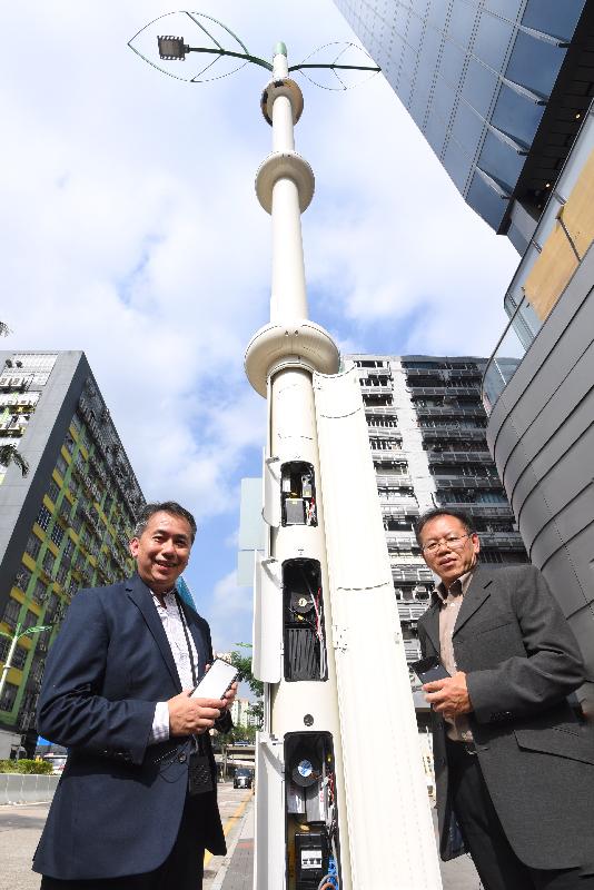 The smart lampposts installed with various smart devices to collect city data for sharing as open data on the Public Sector Information Portal and enhancing city and traffic management.