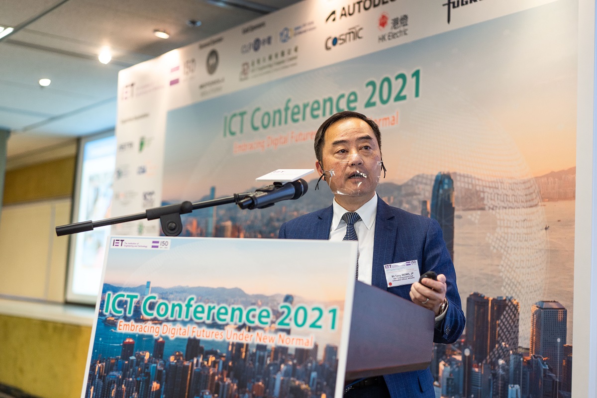 Mr. Tony Wong, Deputy Government Chief Information Officer, delivered presentation at the "ICT Conference 2021 – Embracing Digital Futures Under New Normal".