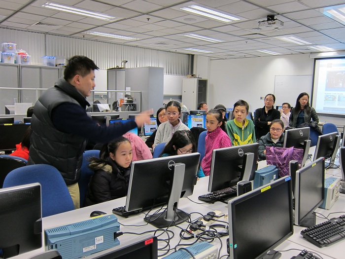 Students learning in Hour of Code workshop in December 2014