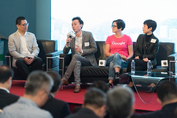 Panel Discussion Session I – “IT – Your Bright Future!” (from left to right: GCIO (moderator), Mr Rick Ng, Ms Leonie Valentine and Ms Cally Chan) - photo 6
