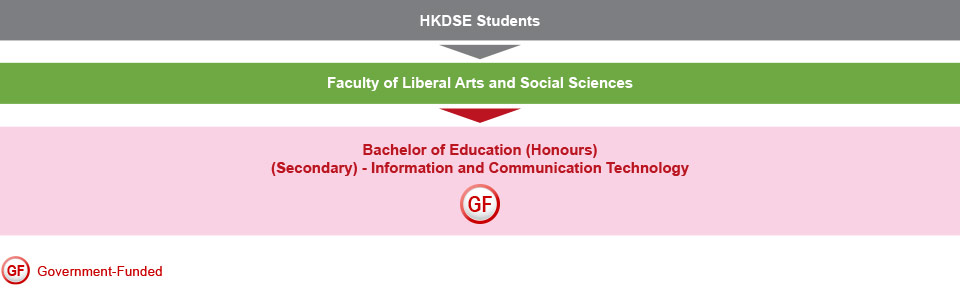 HKDSE students who are interested in studying IT-related programmes will be admitted to the Faculty of Liberal Arts and Social Sciences. They can study the Bachelor of Education (Honours) (Secondary) – Information and Communication Technology (government-funded) in the Department of Mathematics and Information Technology