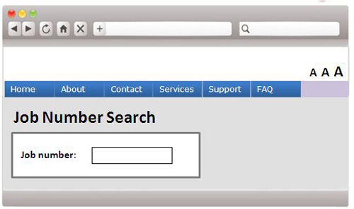 A web form sample for entering the 'Job Number'.