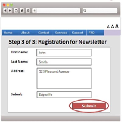 A web form sample for submitting details for newsletter registration.