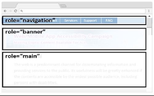 A webpage sample with pre-defined ARIA landmark roles, such as 'navigation', 'banner' and 'main'.