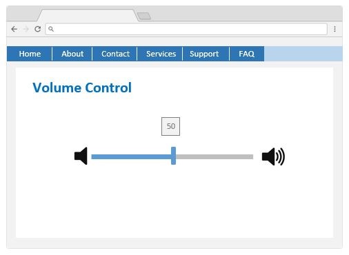 A webpage sample with a sliding bar only to adjust the volume.