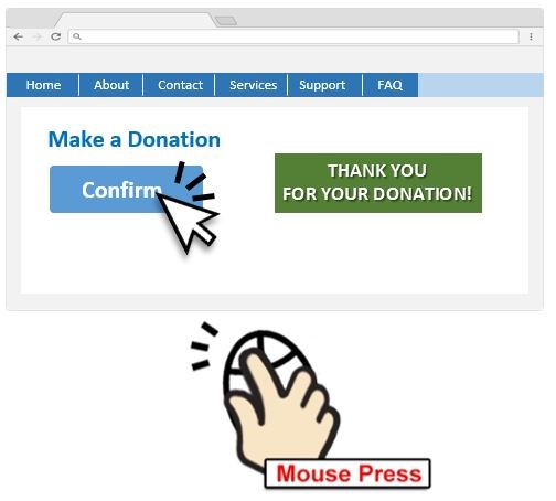 A webpage sample with a “Confirm” button for user to confirm the donation.