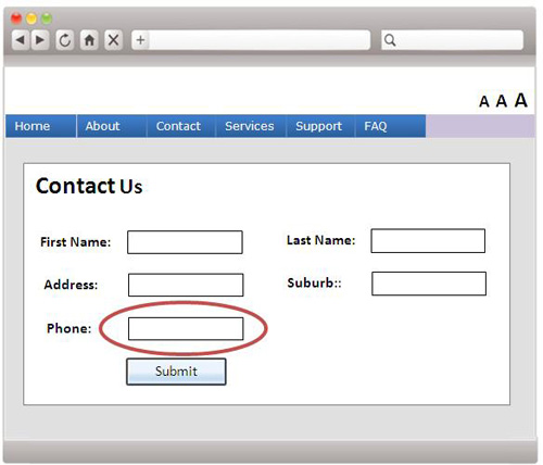 A web form sample with blank fields.