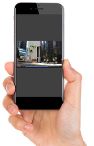 A video playing on a mobile device held in portrait orientation and the video is displayed in portrait orientation as well.