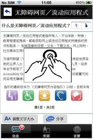 这个流动应用程式页面范例的图片显示需要复杂的手势操控。